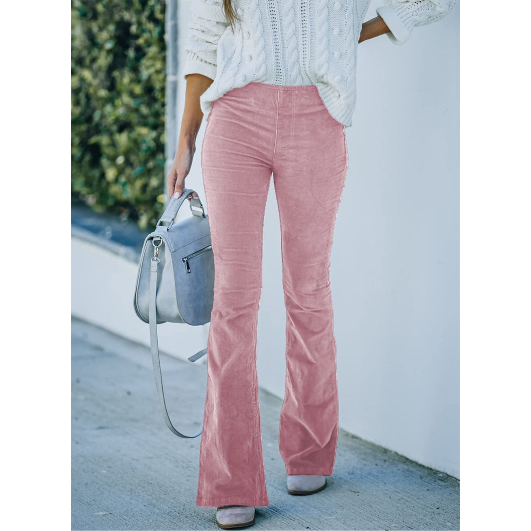 Chloe I High-Rise Stretch Corduroy Flare Pants - Vintage Retro Style