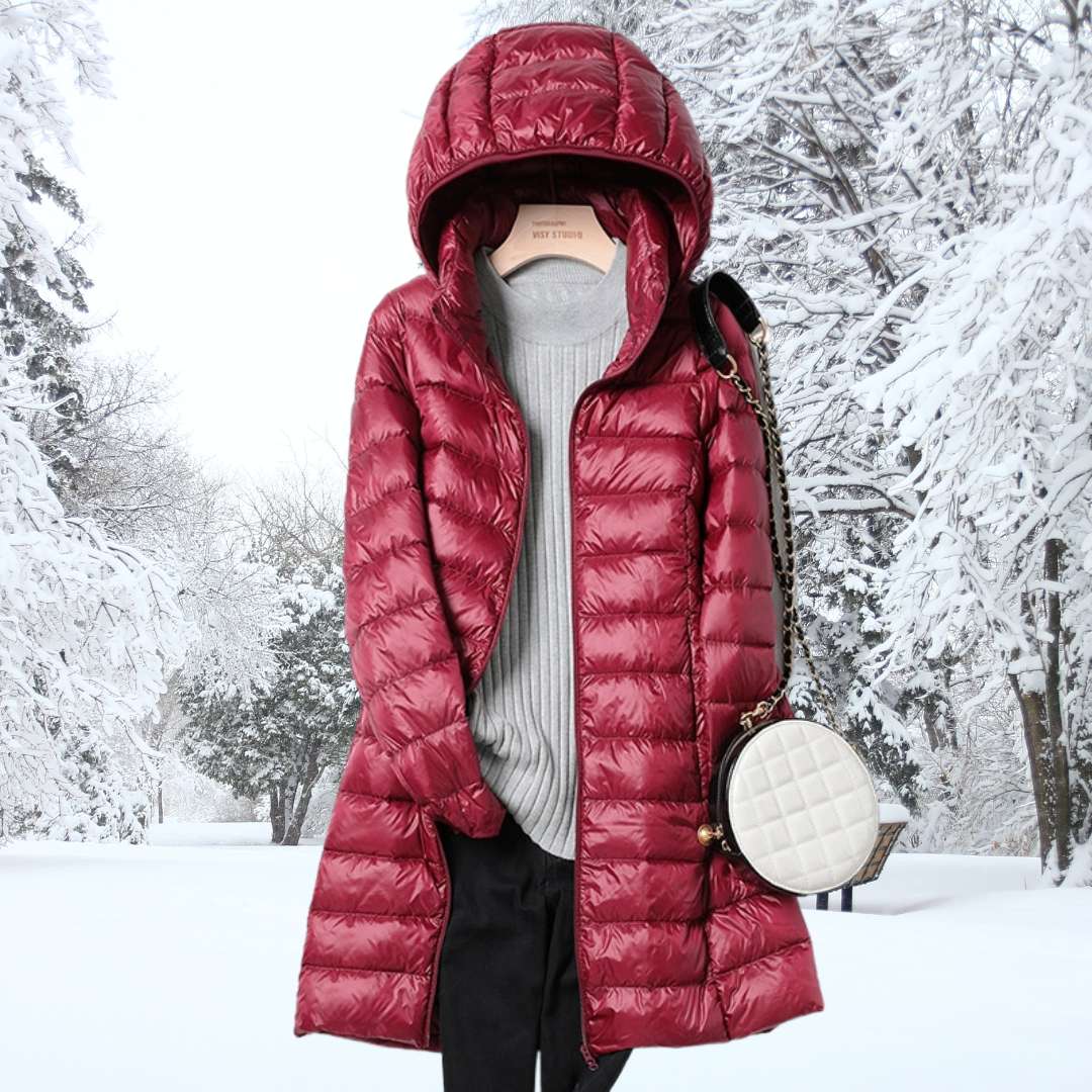 Feathra Ultralight Women's Down Jacket: Waterproof, Insulated, Detachable Hood