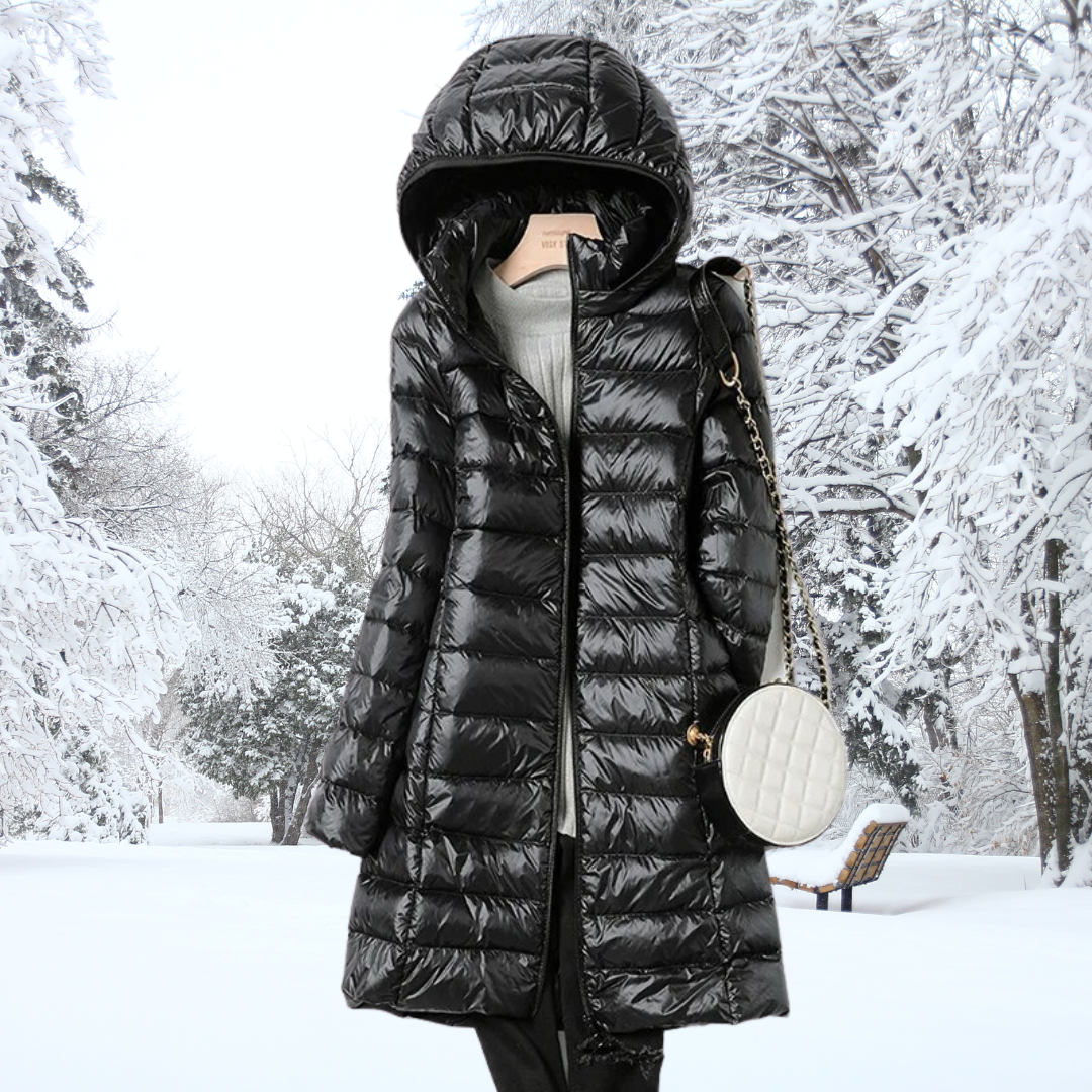 Feathra Ultralight Women's Down Jacket: Waterproof, Insulated, Detachable Hood